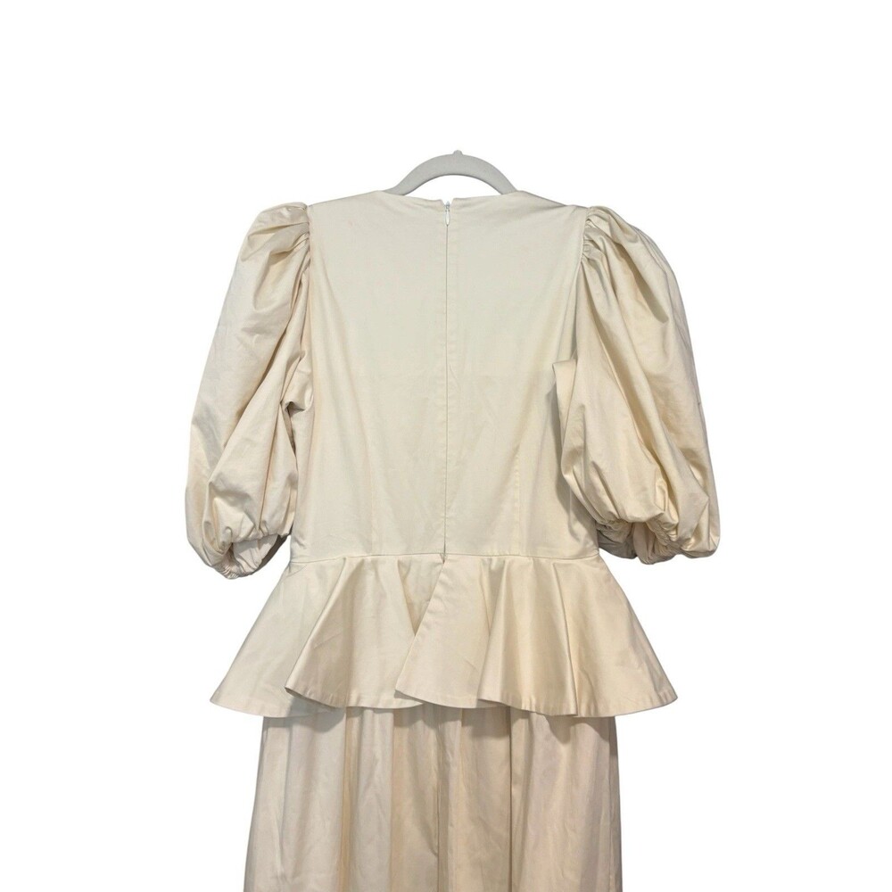 Hunter Bell Ivory Square Neck Puff Sleeve Backless Maxi Dress - Picture 8 of 12